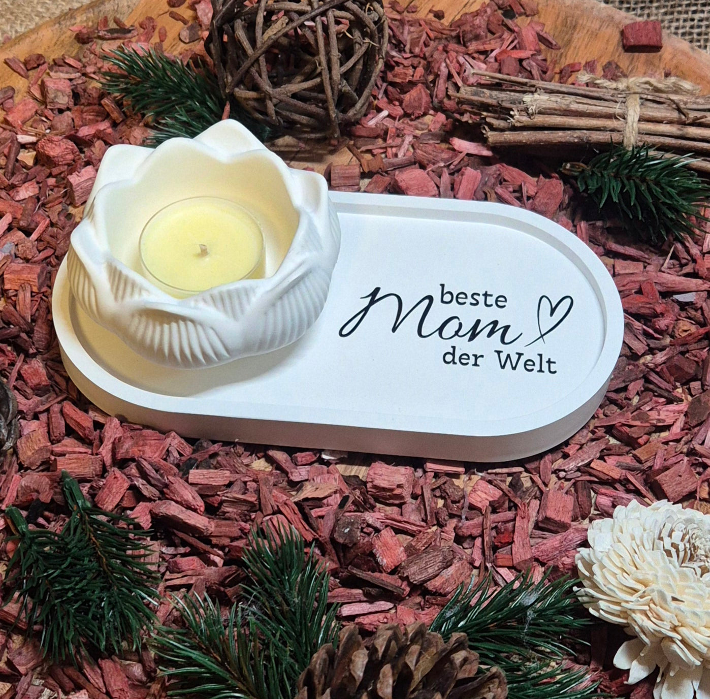 Beste Mom der Welt Set - Muttertag - Lotusblume auf Tablett