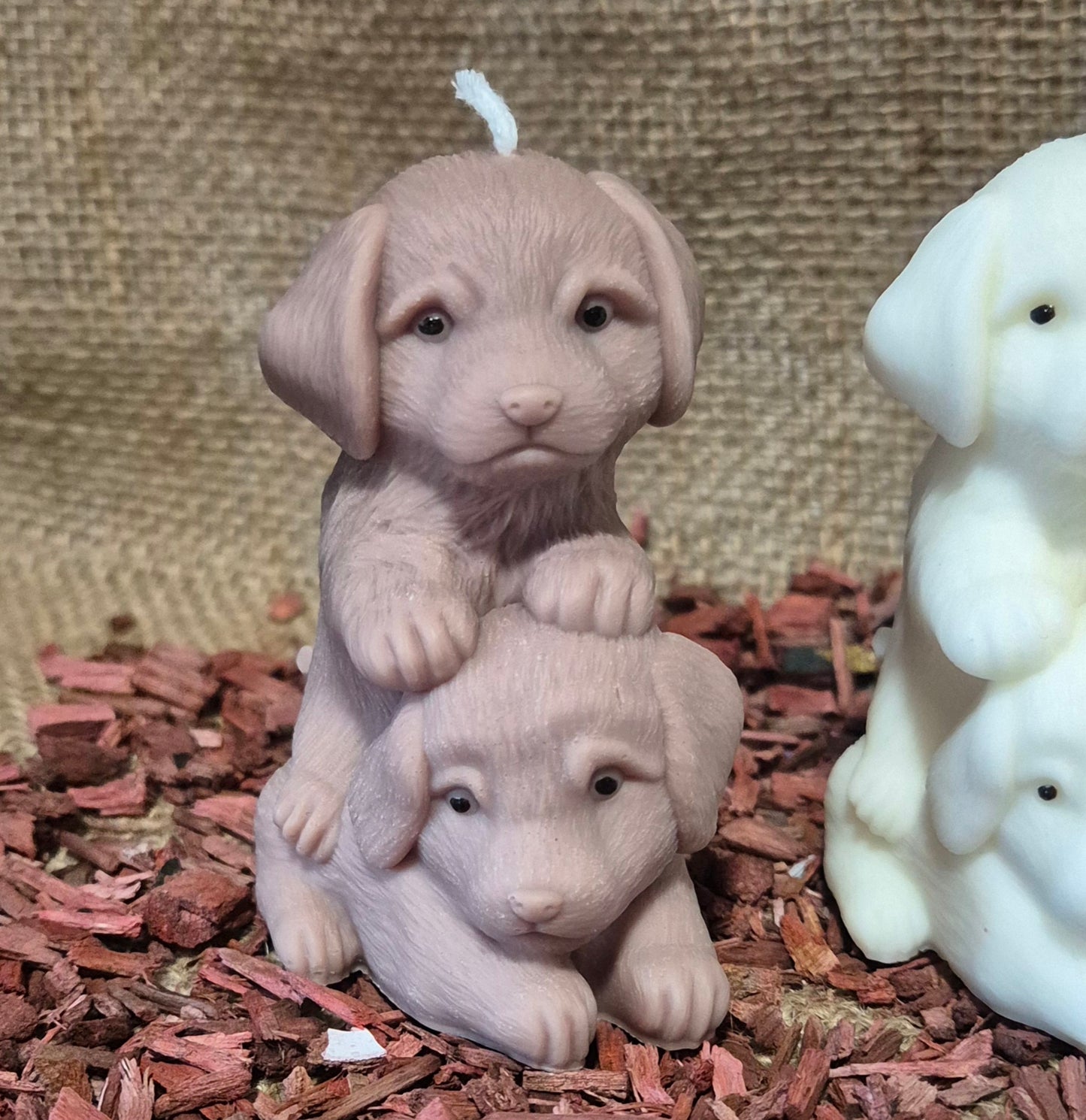 Hundewelpen Kerze aus Sojawachs