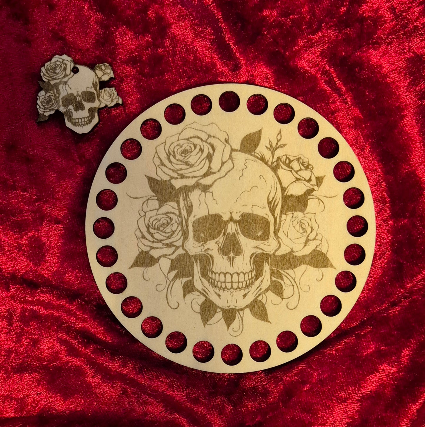 3mm Holzboden 11/15/20 cm Totenkopf Set + Anhänger
