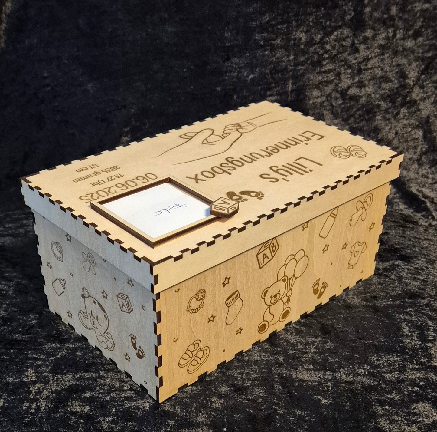 Laserdatei Baby-Erinnerungsbox personalisierbar 225x104x135mm