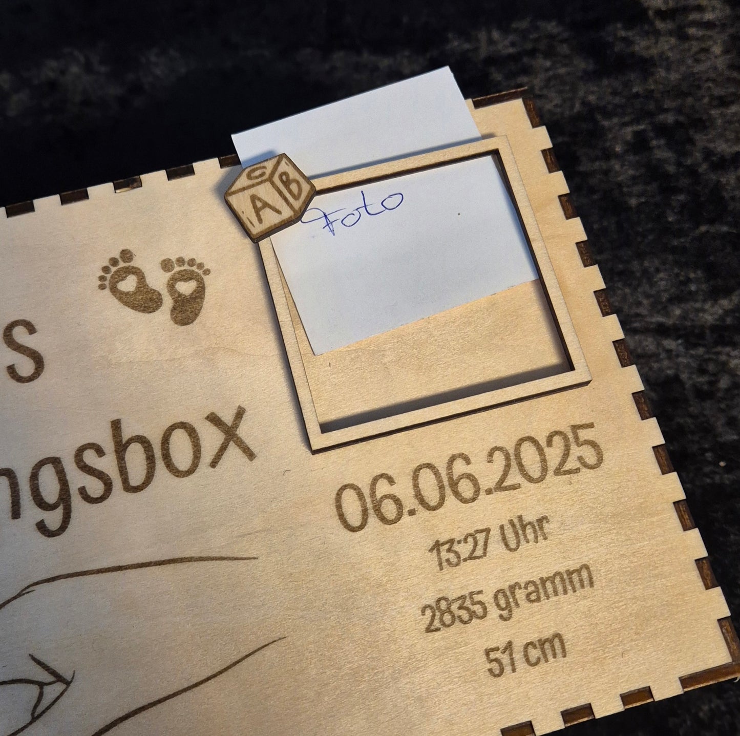 Laserdatei Baby-Erinnerungsbox personalisierbar 225x104x135mm