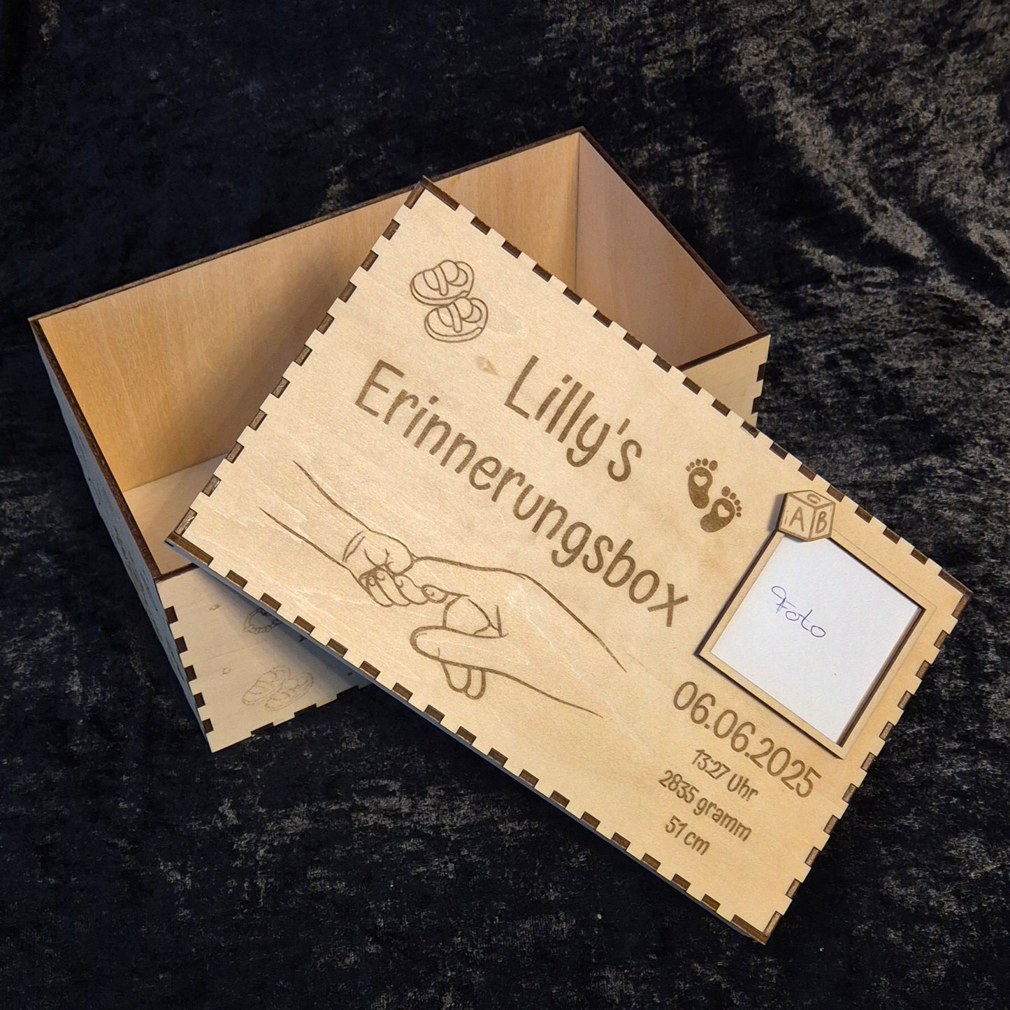 Laserdatei Baby-Erinnerungsbox personalisierbar 225x104x135mm