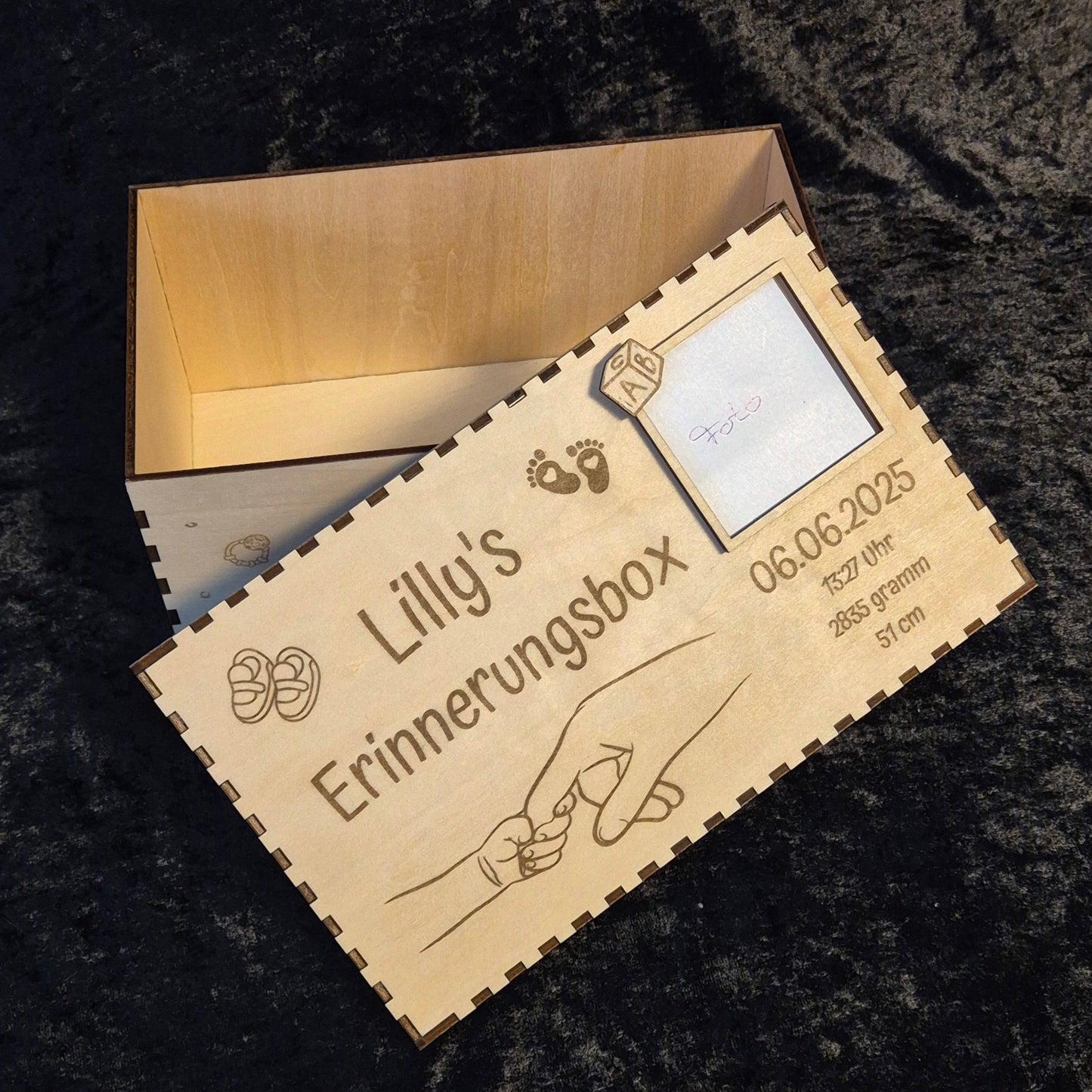 Laserdatei Baby-Erinnerungsbox personalisierbar 225x104x135mm