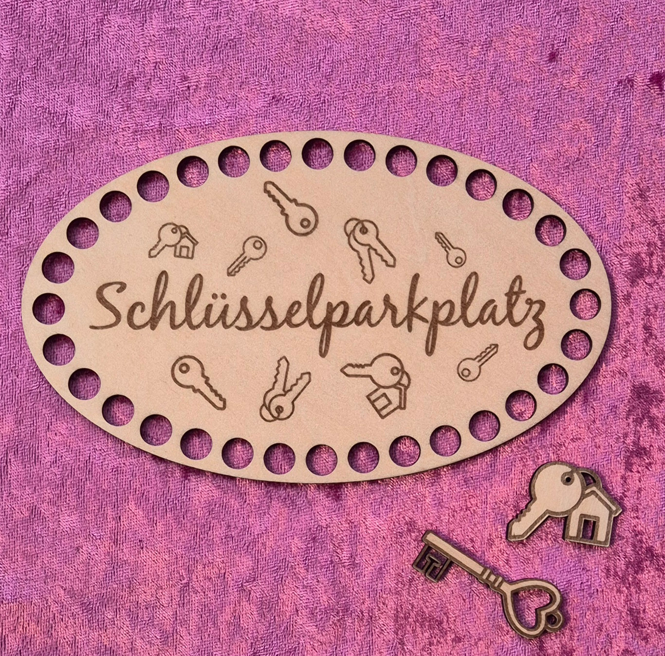 Laserdatei Häkelboden Schlüsselparkplatz 154mm + 2 Anhänger