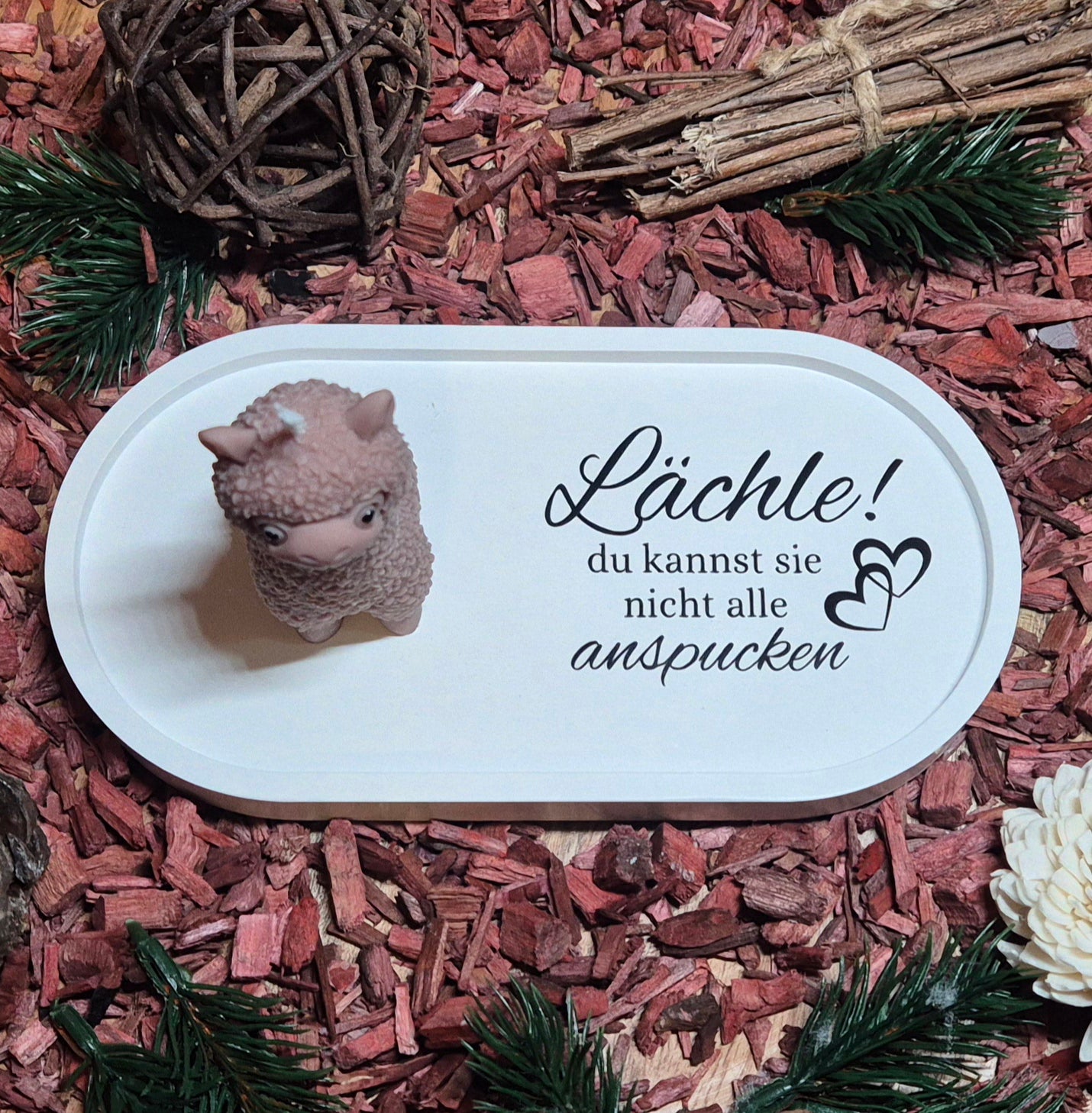 Lächle! Du kannst sie nicht alle anspucken Set - Tablett mit Alpakas