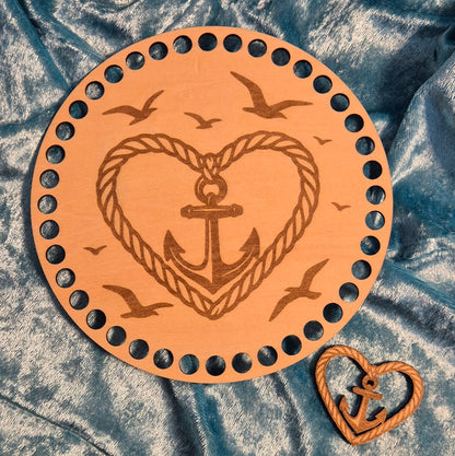 3mm Holzboden für Häkelkörbe 11/15/20 cm Maritim Set + Anhänger