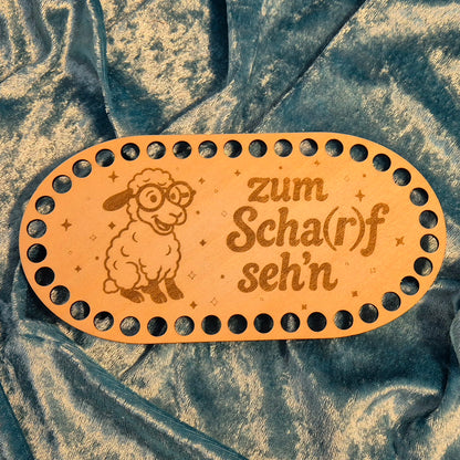 3mm Holzboden 18x9 cm Motiv: Zum Scha(r)f seh'n + Anhänger
