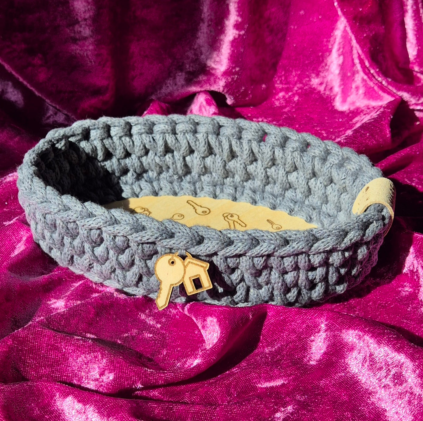 3mm Holzboden 14,8 cm oval Motiv: Schlüsselparkplatz + Anhänger