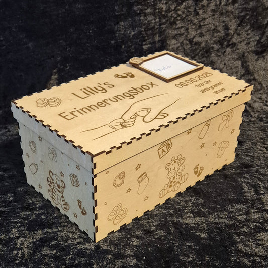Laserdatei Baby-Erinnerungsbox personalisierbar 225x104x135mm