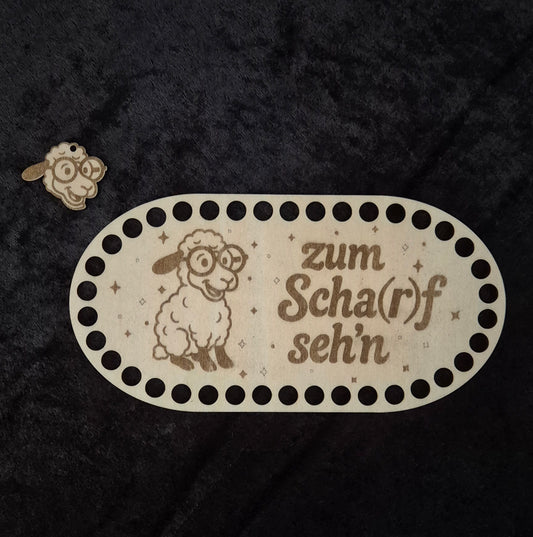 3mm Holzboden 18x9 cm Motiv: Zum Scha(r)f seh'n + Anhänger