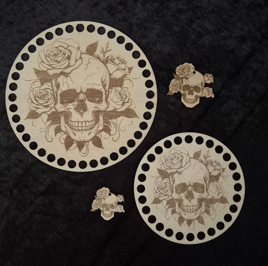 3mm Holzboden 11/15/20 cm Totenkopf Set + Anhänger