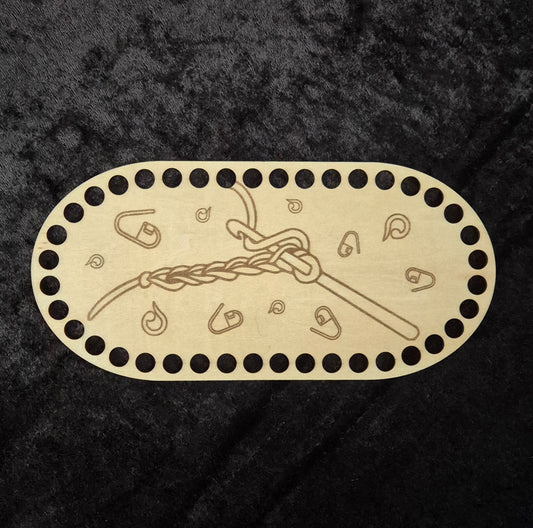 3mm Holzboden 19x9 cm Motiv: Häkelzubehör